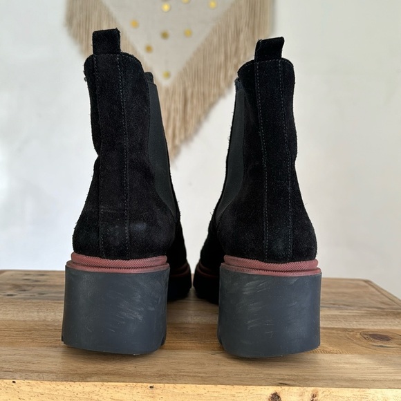 Antonia De Faria Tara Chelsea Black Suede Leather Lug Block Heel Boot Size 9 - Picture 5 of 14